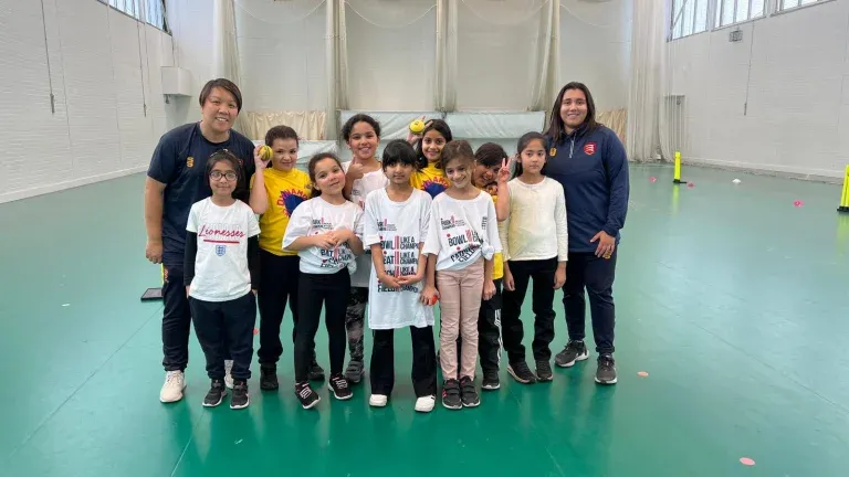 Leyton Girls CC junior players during an indoor cricket session
